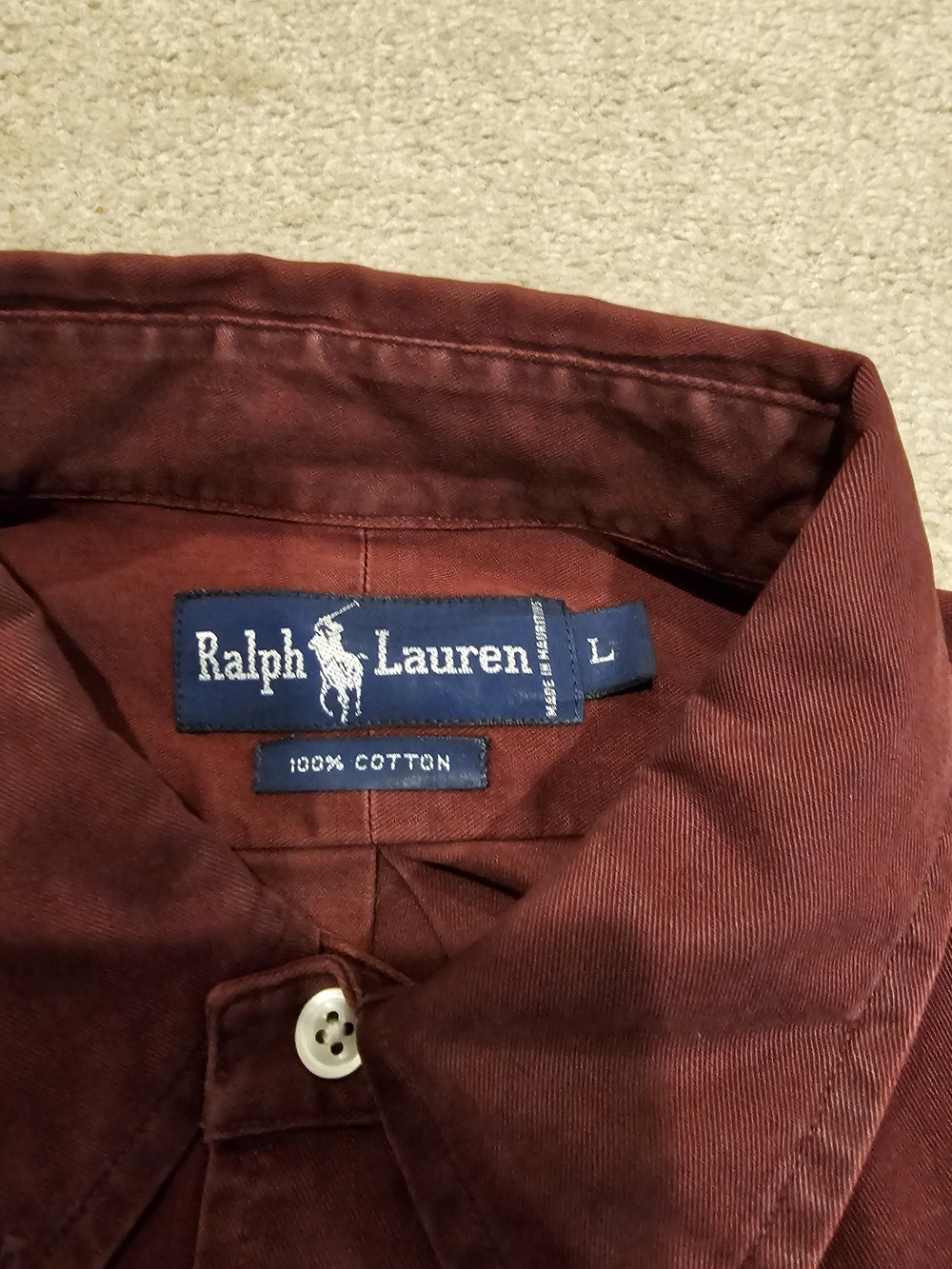 Ralph Lauren Deep Burgundy Cotton Button-Up Shirt
